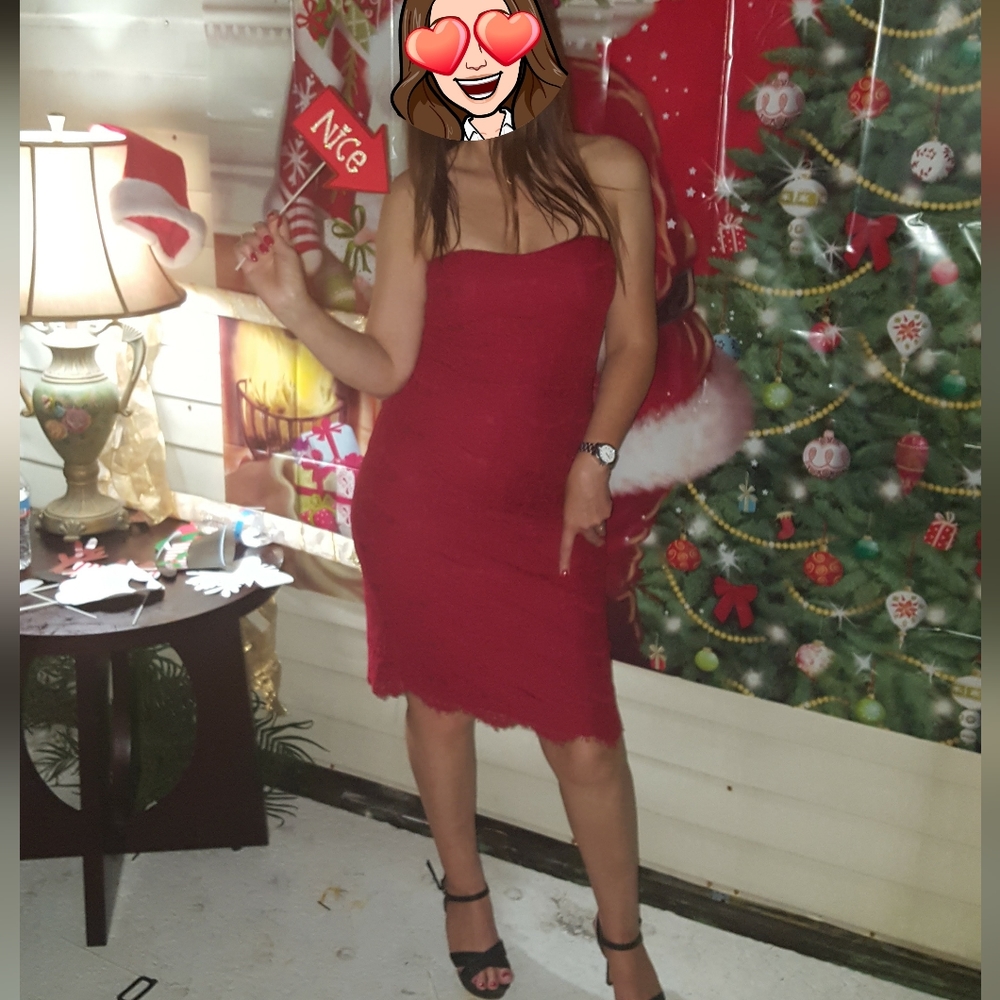 H&M Stapless Red Lace Sexy Dress Size L - Picture 12 of 12